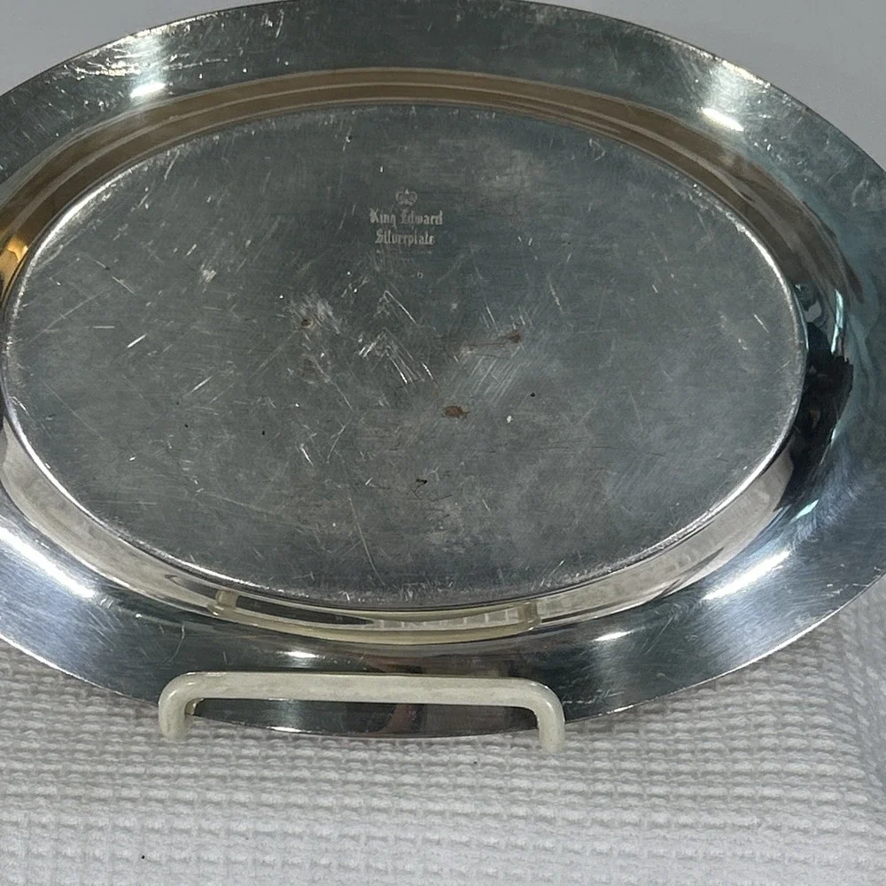 Vtg King Edward Silver Plate Trinket Tray 9